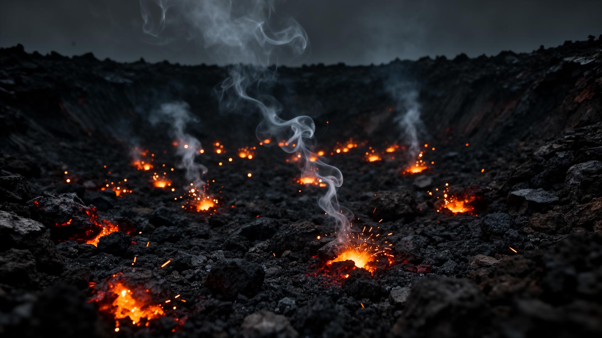 Embers in volcanic ash