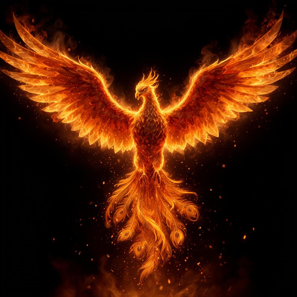 Phoenix rising from embers